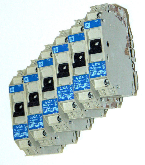 NEW, QTY OF 6, TELEMECANIQUE GB2-CB20 12A CIRCUIT PROTECTORS GB2CB20