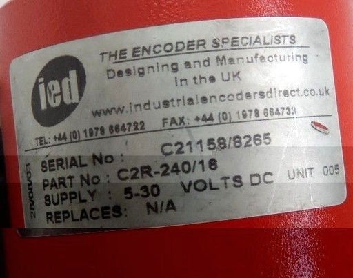 IED ENCODER C2R-240/16, SUPPLY: 5-30 VDC W/ MOUNTING FLANGE *FOR PARTS*
