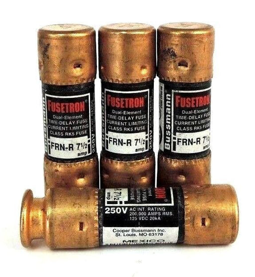 LOT OF 4 BUSSMANN FUSETRON FRN-R-7-1/2 DUAL ELEMENT CLASS RK5 FUSES FRNR712