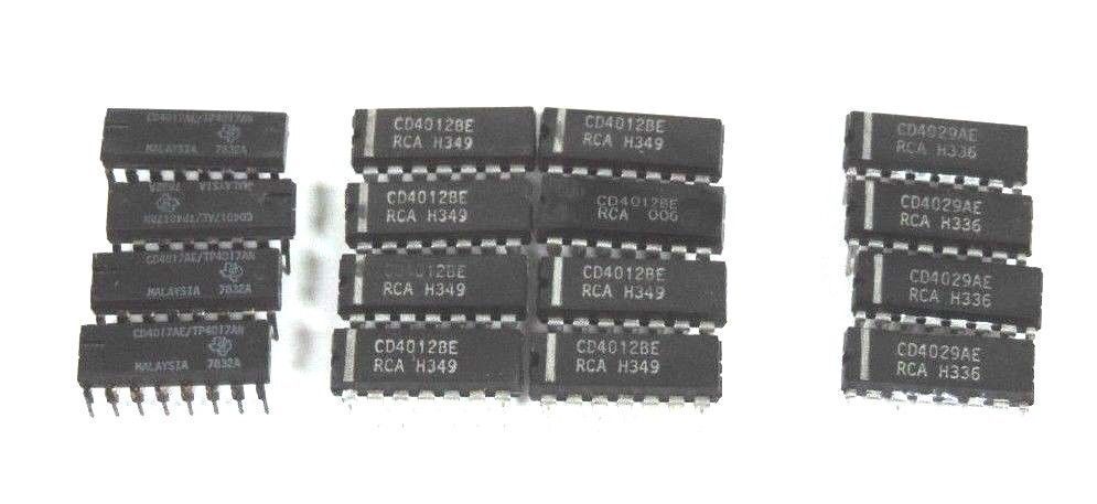 LOT OF 8 CD4012BE 14PIN LOT OF 4 CD4029AE 16PIN LOT OF 4 CD4017AE 16PIN CHIPS