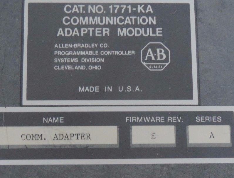 ALLEN BRADLEY 1771-KA COMMUNICATION ADAPTER MODULE FIRMWARE REV E SER A 1771KA