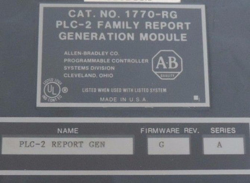 ALLEN BRADLEY 1770-RG PLC-2 FAMILY REPORT MODULE FIRMWARE REV G SER A 1770RG