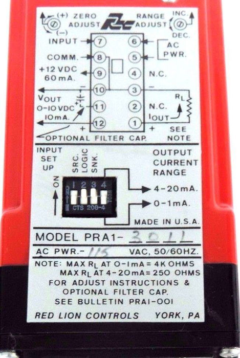 RED LION PRA1-3011 FREQUENCY CONVERTER PRA13011