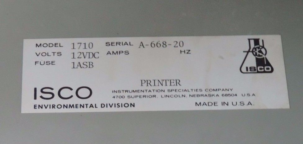 ISCO MODEL 1710 FLOW METER PRINTER 12VDC 1ASB PULSE