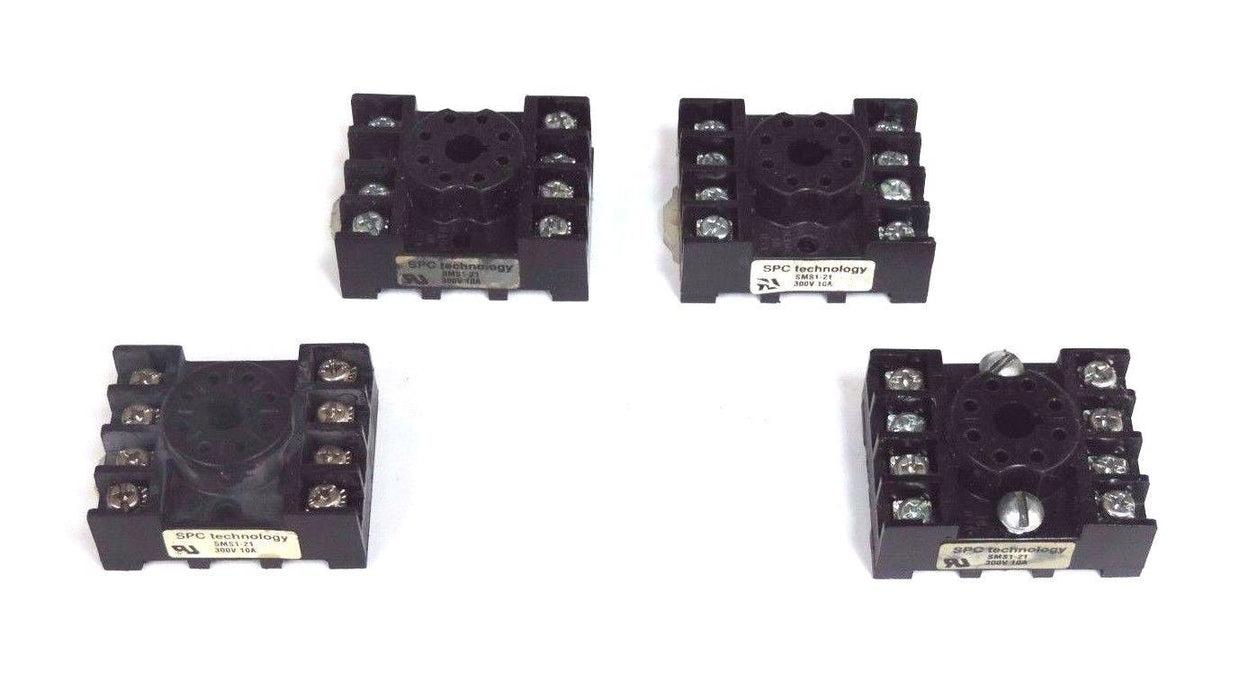 LOT OF 4 SPC TECHNOLOGIES SMS1-21 RELAY SOCKETS 300V 10A SMS121