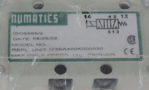 NEW NUMATICS I23SA400K000030 ISO PLUGIN VALVE ASSY W/ 228-899B COIL
