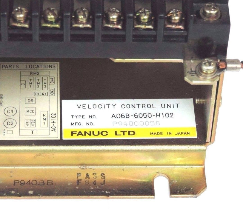 FANUC A06B-6050-H102 VELOCITY CONTROL UNIT NO CONTROL BOARD A06B6050H102