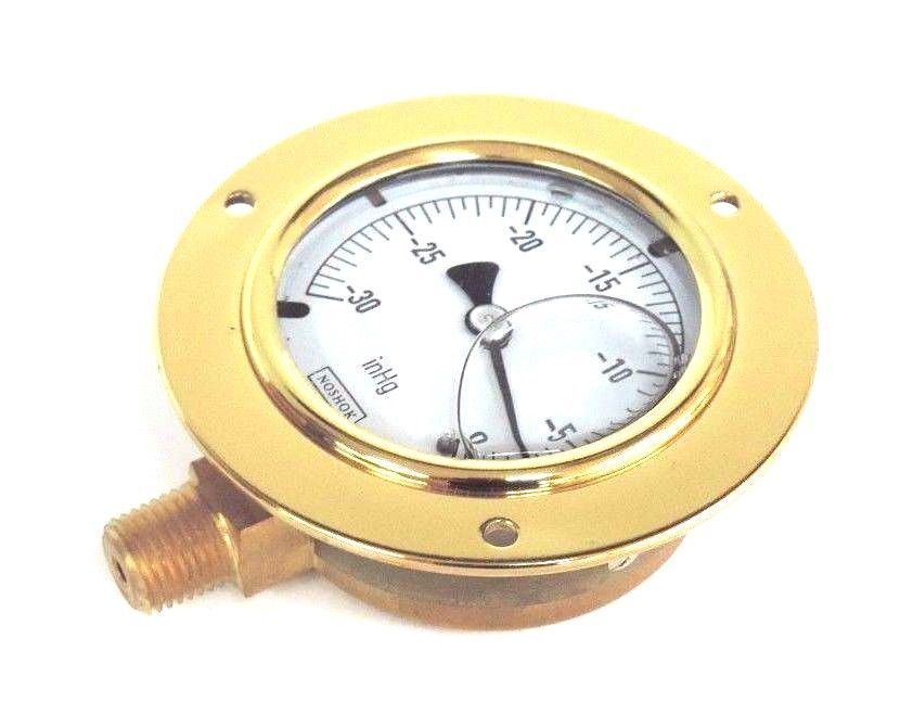 NIB NOSHOK 25-300-30V 2.5'' BRASS GAUGE 1/4'' NPT BOTTOM CONN., 2530030V