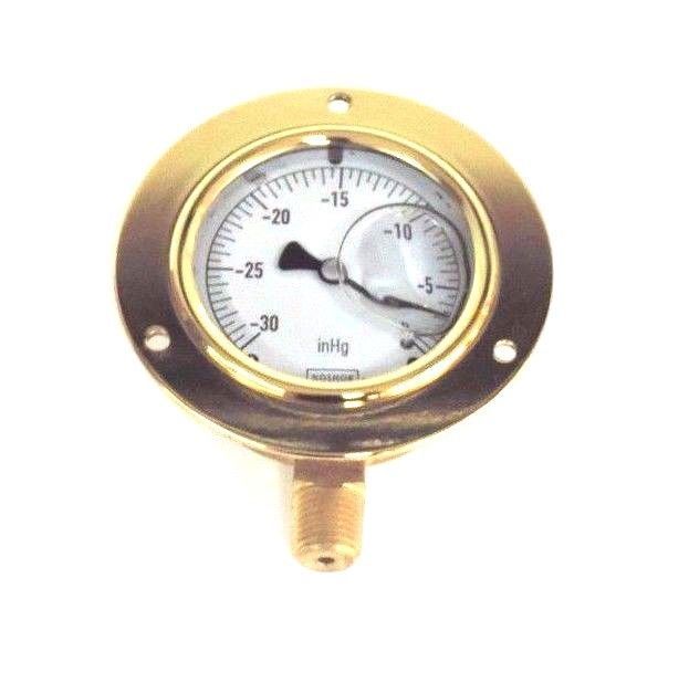 NIB NOSHOK 25-300-30V 2.5'' BRASS GAUGE 1/4'' NPT BOTTOM CONN., 2530030V