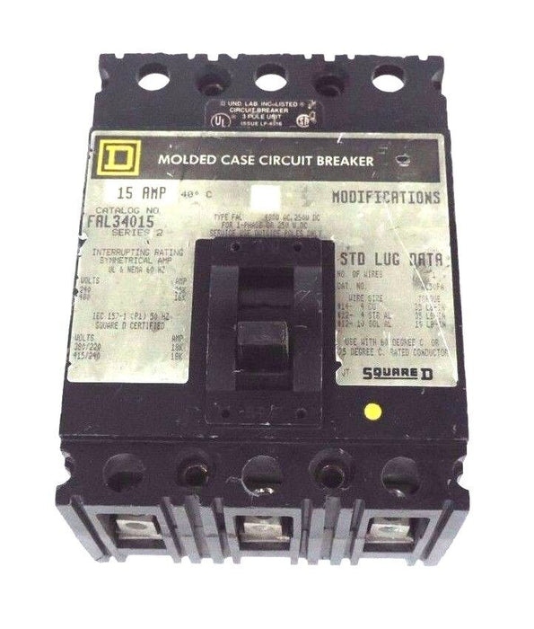 SQUARE D FAL34015 MOLDED CASE CIRCUIT BREAKER SERIES 2, 480V, 15A