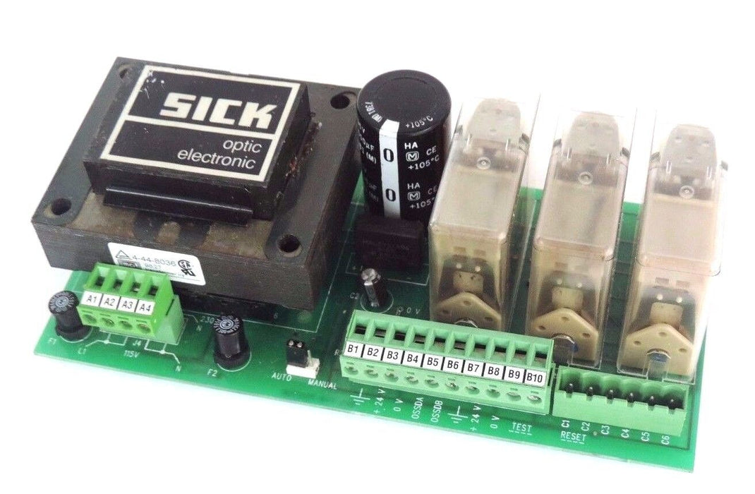 SICK 7022756 POWER SUPPLY RELAY BOARD 24V, 4-44-8036, H02-462-1027 RELAYS