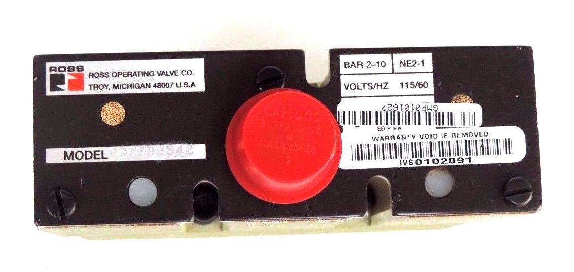 ROSS 8077B3342 PNEUMATIC PILOT VALVE 115V, 60HZ, BAR 2-10, NE2-1