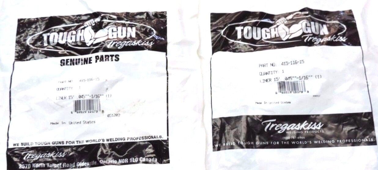 LOT OF 2 NEW TREGASKISS 415-116-15 WIRE CONDUIT, LINER 15' FOR .045"-1/16" WIRE