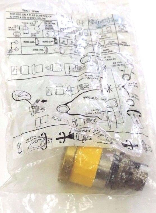 NEW ALLEN BRADLEY 800EM-MM5 MUSHROOM PUSH BUTTON YELLOW, 800EMMM5 SER. A