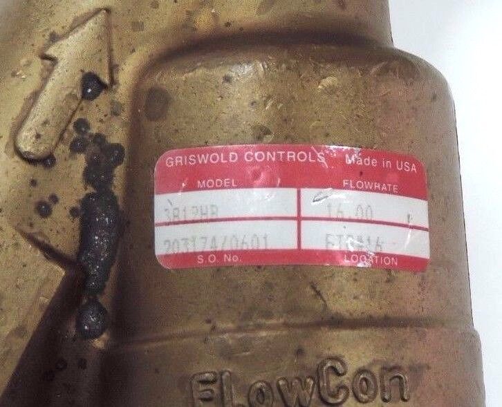 NEW GRISWOLD 3812HB CONTROL VALVE 1 1/4'', FLOW RATE 16