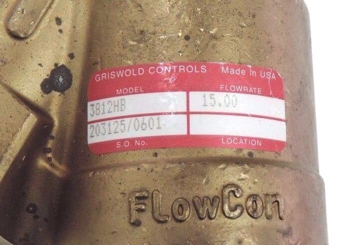 NEW GRISWOLD 3812HB CONTROL VALVE 1 1/4'', FLOW RATE 15