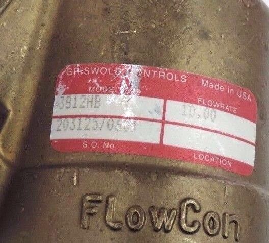 NEW GRISWOLD 3812HB CONTROL VALVE 1 1/4'', FLOW RATE 10