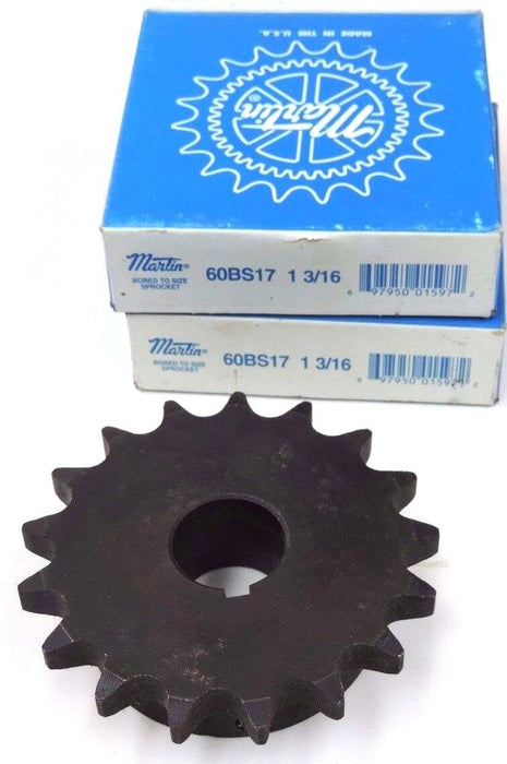 LOT OF 2 NIB MARTIN 60BS17 1 3/16 BORED SIZED SPROCKETS 60BS171316