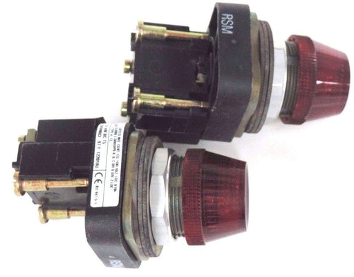 LOT OF 2 ALLEN BRADLEY 800T-P16 PILOT LIGHT RED W/ 40171-002-01 120V COILS