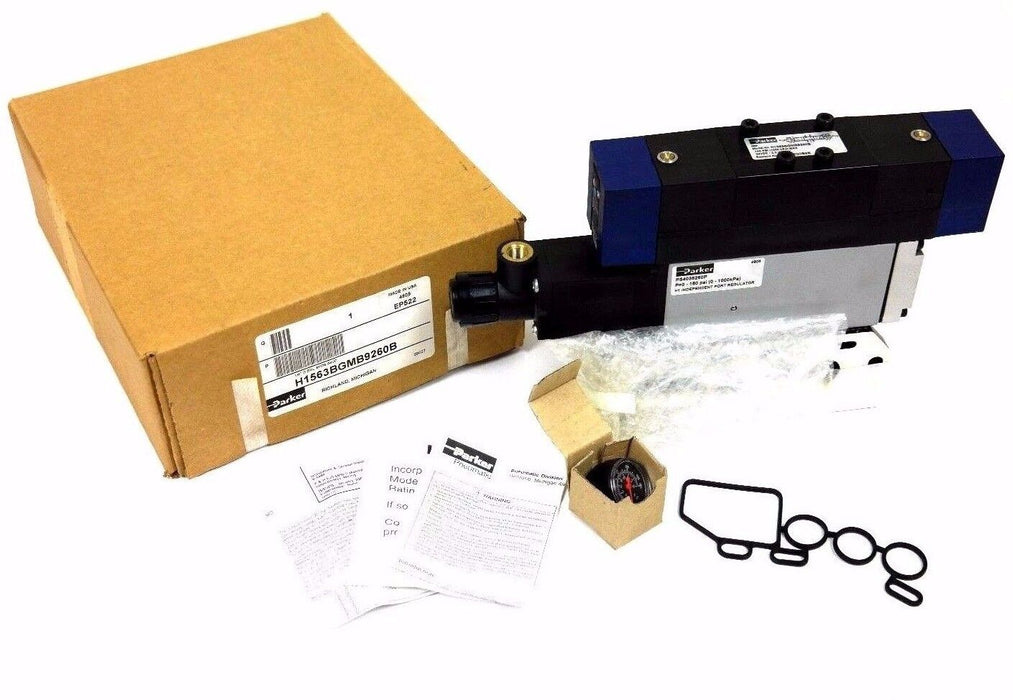 NIB PARKER H1563BGMB9260B PNEUMATIC VALVE 1/4" D SOL 3POS 24VDC PS4038260P
