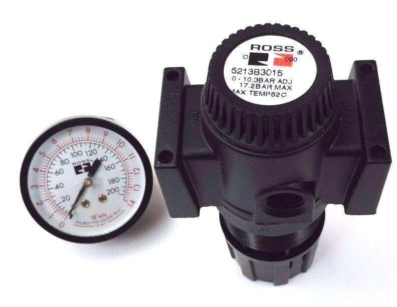 NIB ROSS 5213B3015 REG. 3/8 PIST TYPE 0-150PSI W/ 5400A2011 1/4 PRESSURE GAUGE