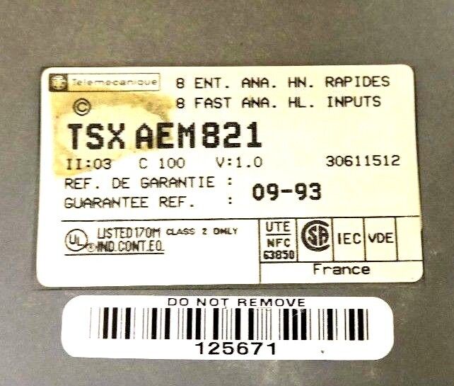 TELEMECANIQUE TSXAEM821 INPUT ANALOG 8POINT FAST HL 1.0V TSX-AEM821 TSX-AEM-821