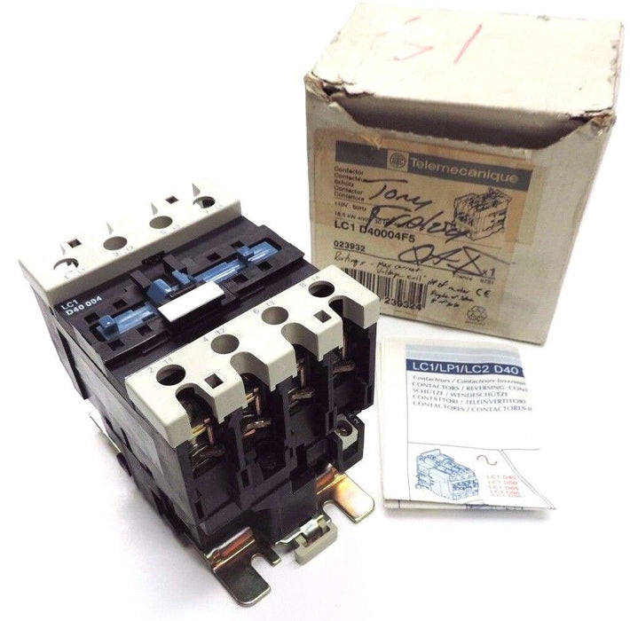 NIB TELEMECANIQUE LC1D40004F5 CONTACTOR LC1-D40004F5, 110V, 50HZ