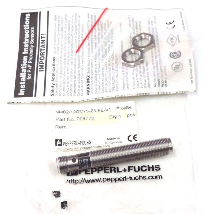 NIB PEPPERL+FUCHS NMB2-12GM75-Z3-FE-V1 PROX. SENSOR NMB212GM75Z3FEV1, P/N 094776