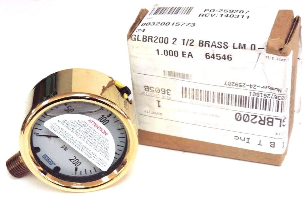 NIB DIXON GLBR200 GAUGE RANGE: 200PSI CONN: 1/4'' NPT LM, 2-1/2'' BRASS