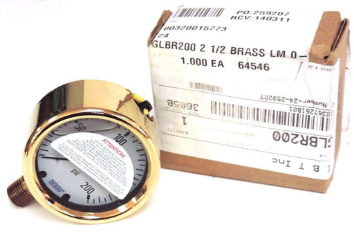NIB DIXON GLBR200 GAUGE RANGE: 200PSI CONN: 1/4'' NPT LM, 2-1/2'' BRASS