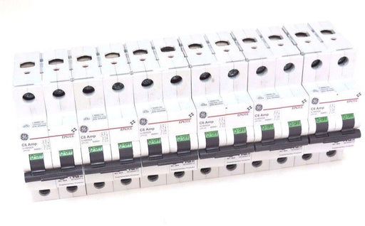 BOX OF 6 NEW GENERAL ELECTRIC EP62ULC06 CIRCUIT BREAKERS EP62UL, 2-POLE, 277VAC