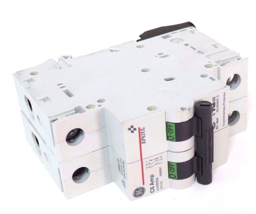 BOX OF 6 NEW GENERAL ELECTRIC EP62ULC06 CIRCUIT BREAKERS EP62UL, 2-POLE, 277VAC