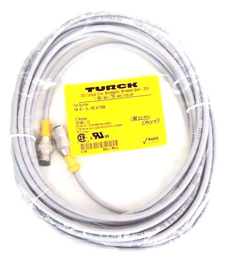 NIB TURCK RK 4T-8-RS 4T/S90 EUROFAST CORDSET U2160-22, RK4T8RS4TS90