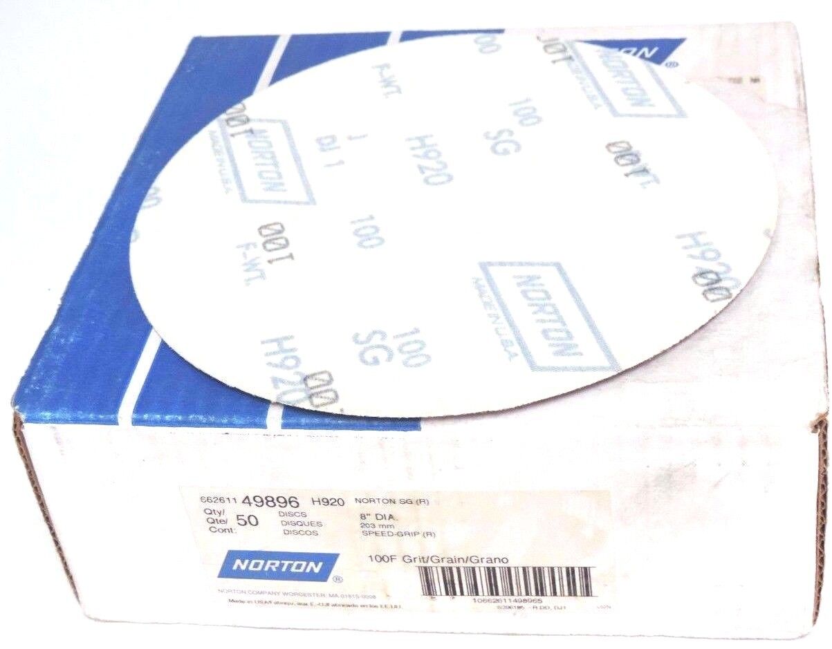 NIB NORTON NORTON 66261149896 DISCS 8'' DIA. 100F GRIT 662611 49896 H920 QTY: 50