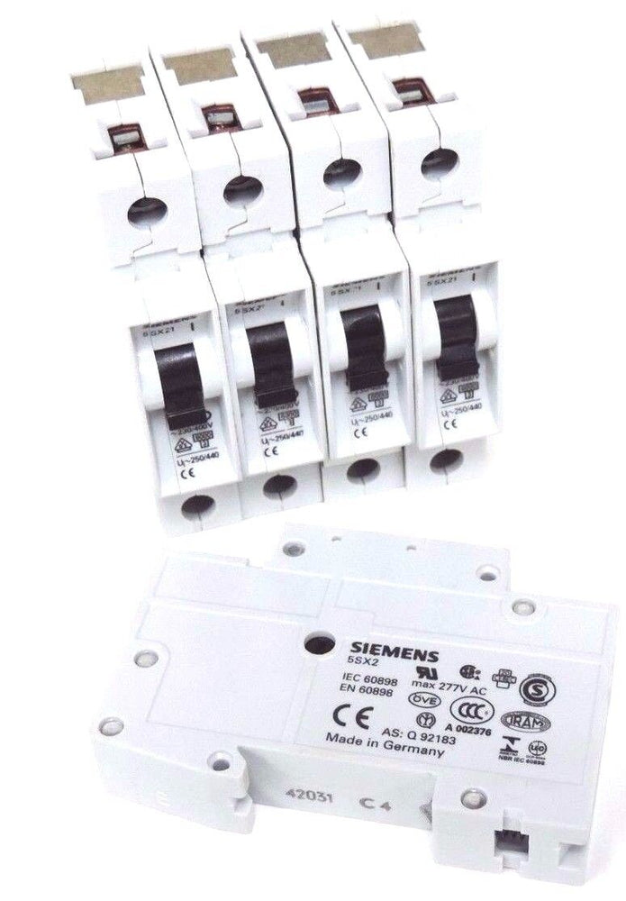 LOT OF 5 SIEMENS 5SX2 C4 CIRCUIT BREAKERS 5SX2C4, 5SX21-C4, 5SX21C4
