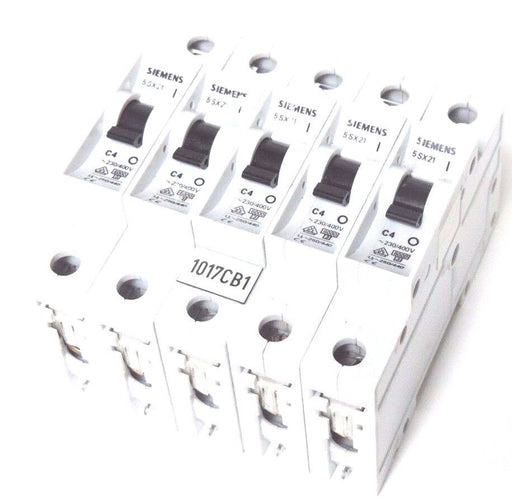 LOT OF 5 SIEMENS 5SX2 C4 CIRCUIT BREAKERS 5SX2C4, 5SX21-C4, 5SX21C4