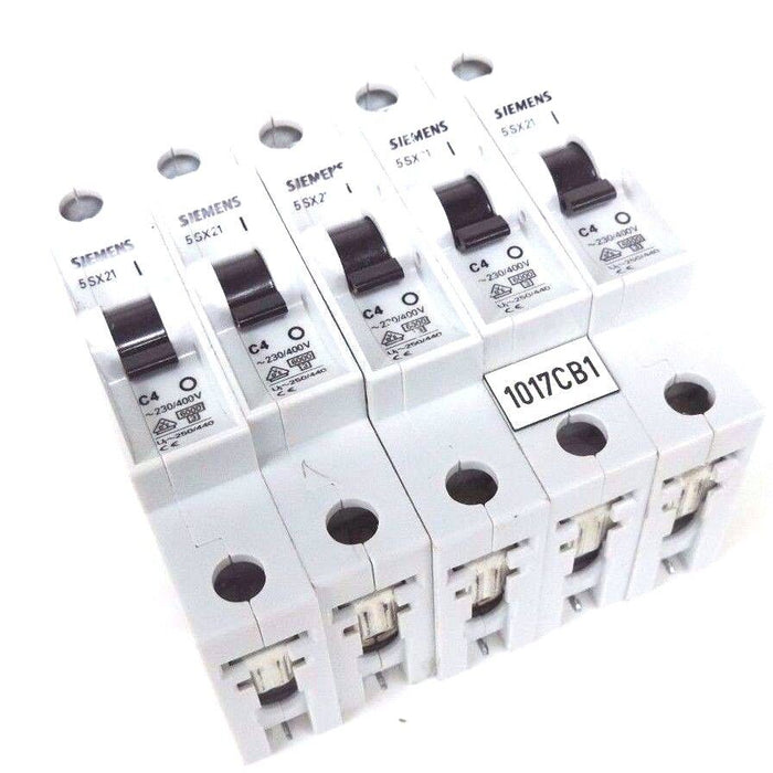 LOT OF 5 SIEMENS 5SX2 C4 CIRCUIT BREAKERS 5SX2C4, 5SX21-C4, 5SX21C4
