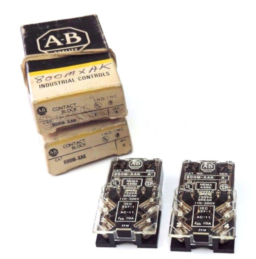 LOT OF 2 NEW ALLEN BRADLEY 800M-XAK CONTACT BLOCKS 800MXAK SER. A