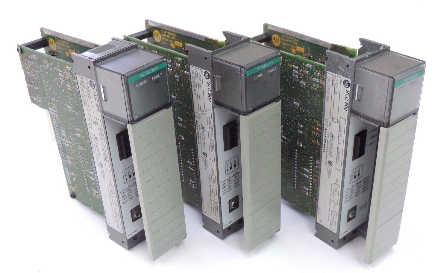LOT OF 3 ALLEN BRADLEY 1747-SN REMOTE I/O SCANNERS 1747SN SER. A, FRN: 1.1