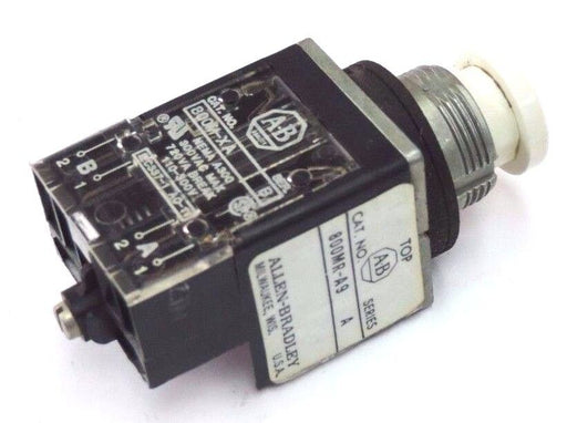 ALLEN BRADLEY 800MR-A9 PUSHBUTTON 800MRA9 SER. A WHITE, W/ 800M-XA SER. B BLOCK