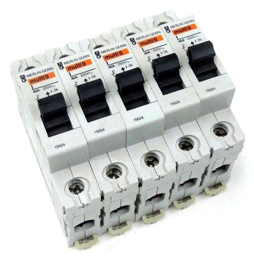LOT OF 5 MERLIN GERIN 15024 MULTI 9 CIRCUIT BREAKERS 40A - 250V