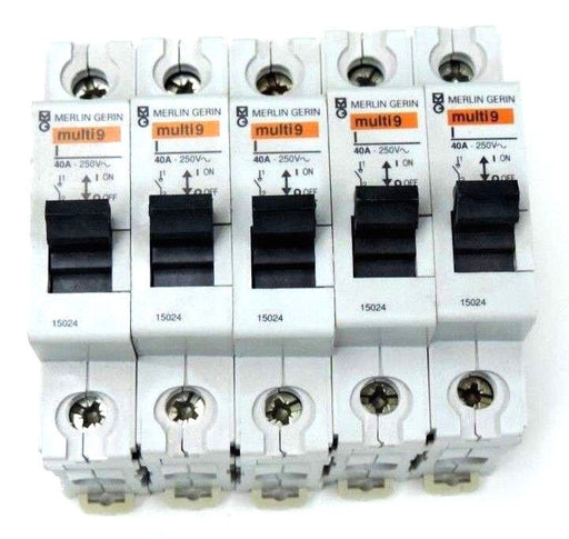 LOT OF 5 MERLIN GERIN 15024 MULTI 9 CIRCUIT BREAKERS 40A - 250V