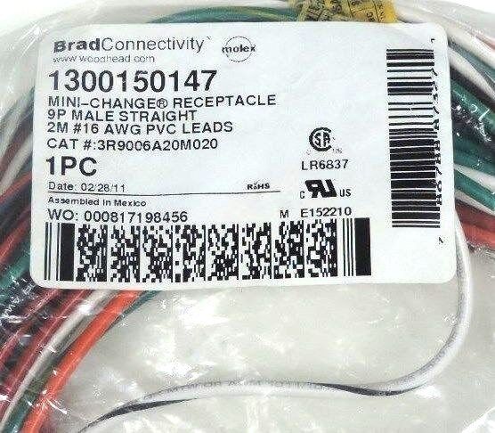 NEW WOODHEAD 1300150147 MINI-CHANGE RECEPTACLE 9P MALE STRAIGHT 2M LEADS