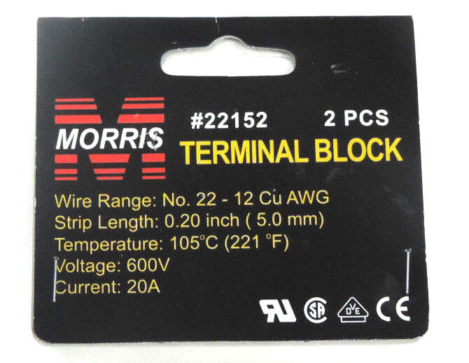 LOT OF 6 NEW MORRIS # 22152 (2 PCS) TERMINAL BLOCKS