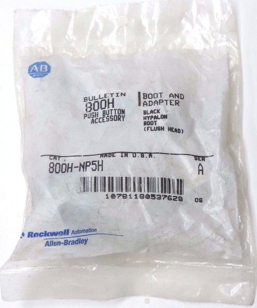 LOT OF 5 NEW ALLEN BRADLEY 800H-NP5H BOOTS AND ADAPTERS 800HNP5H, SER. A, BLACK