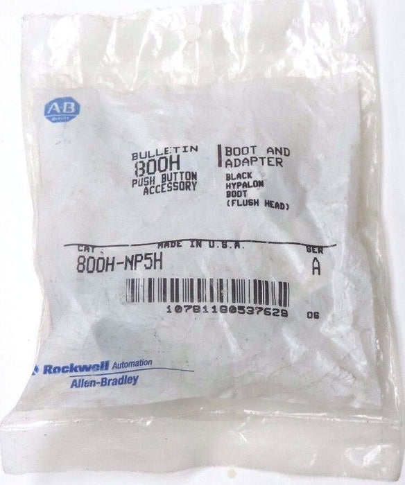LOT OF 5 NEW ALLEN BRADLEY 800H-NP5H BOOTS AND ADAPTERS 800HNP5H, SER. A, BLACK