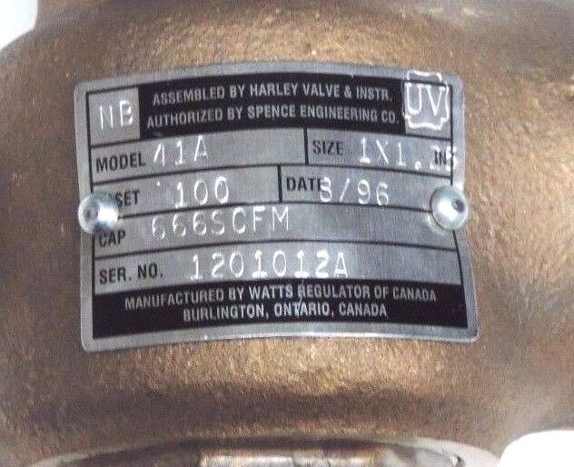 NEW WATTS MODEL 41A RELIEF VALVE 1 X 1/4'', SET 100, 666SCFM