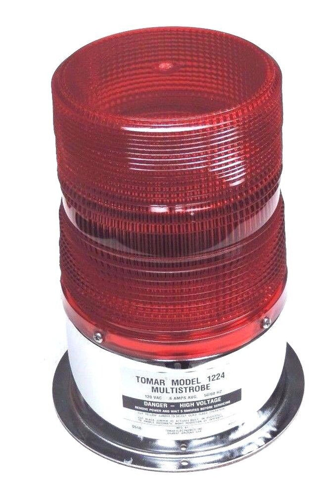 NIB TOMAR MODEL 1224 MULTISTROBE RED BEACON LIGHT 120VAC .6AMPS 1224-120-PSA