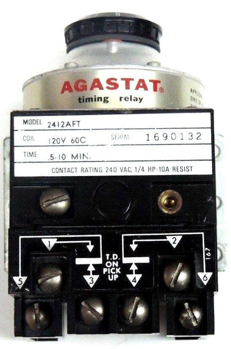 AGASTAT 2412AFT TIMING RELAY 120V, 60C, .5/10MIN., 240VAC, 1/4HP, 10A RESIST