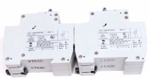 LOT OF 2 ALLEN BRADLEY 1492-SP2C020 & 1492-SP2D030 CIRCUIT BREAKERS SER. C